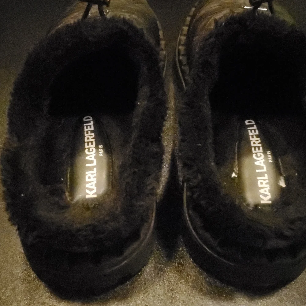 Karl Lagerfeld Camo Faux Fur Slippers     Size 13 - Picture 5 of 7